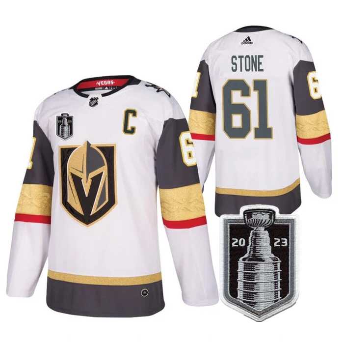 Men's Vegas Golden Knights #61 Mark Stone White 2023 Stanley Cup Final Stitched Jersey Dzhi